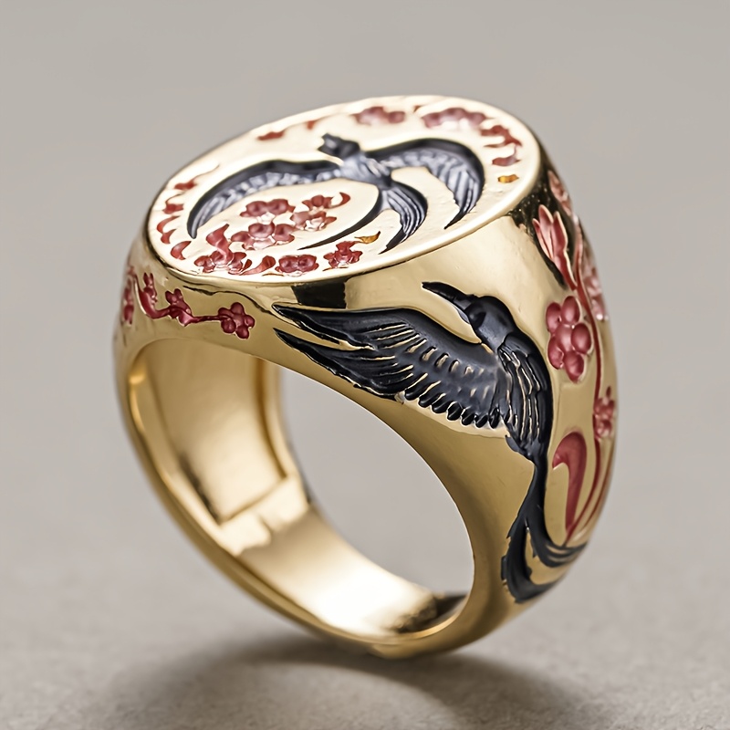 Ethnic Style Retro Wild Goose Pattern Wide Ring